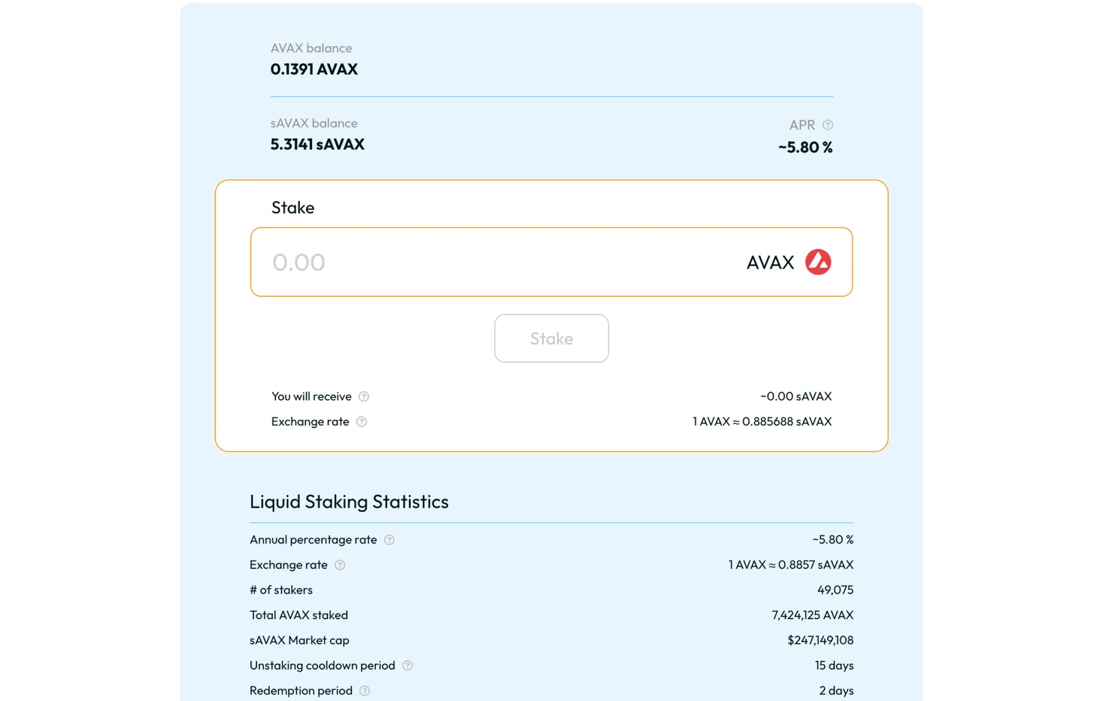 benqi liquid staking statistics
