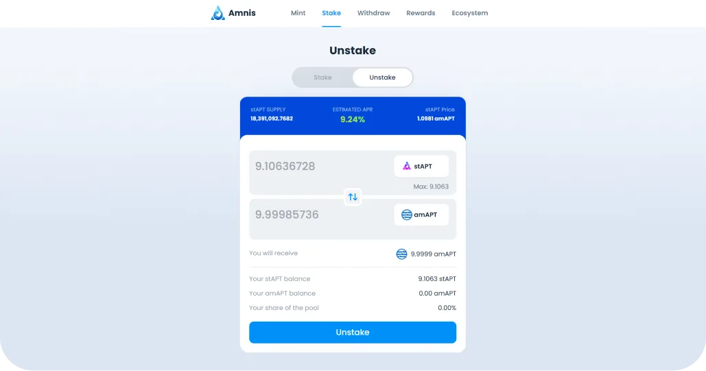 amnis aptos staking