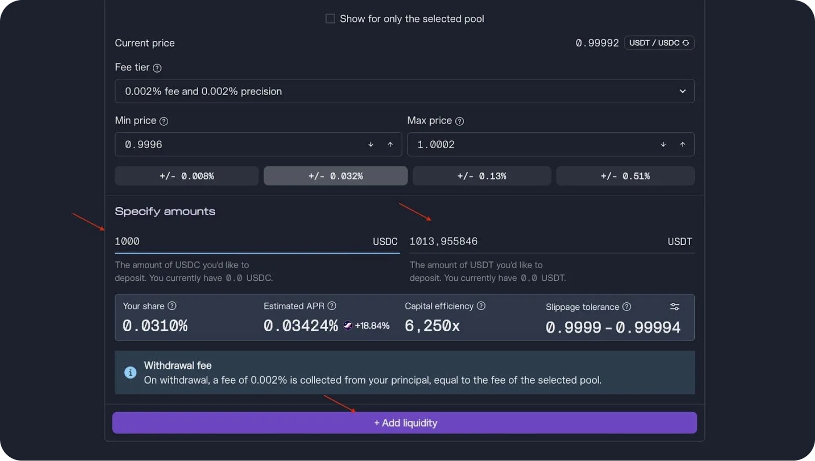ekubo liquidity usdt usdc