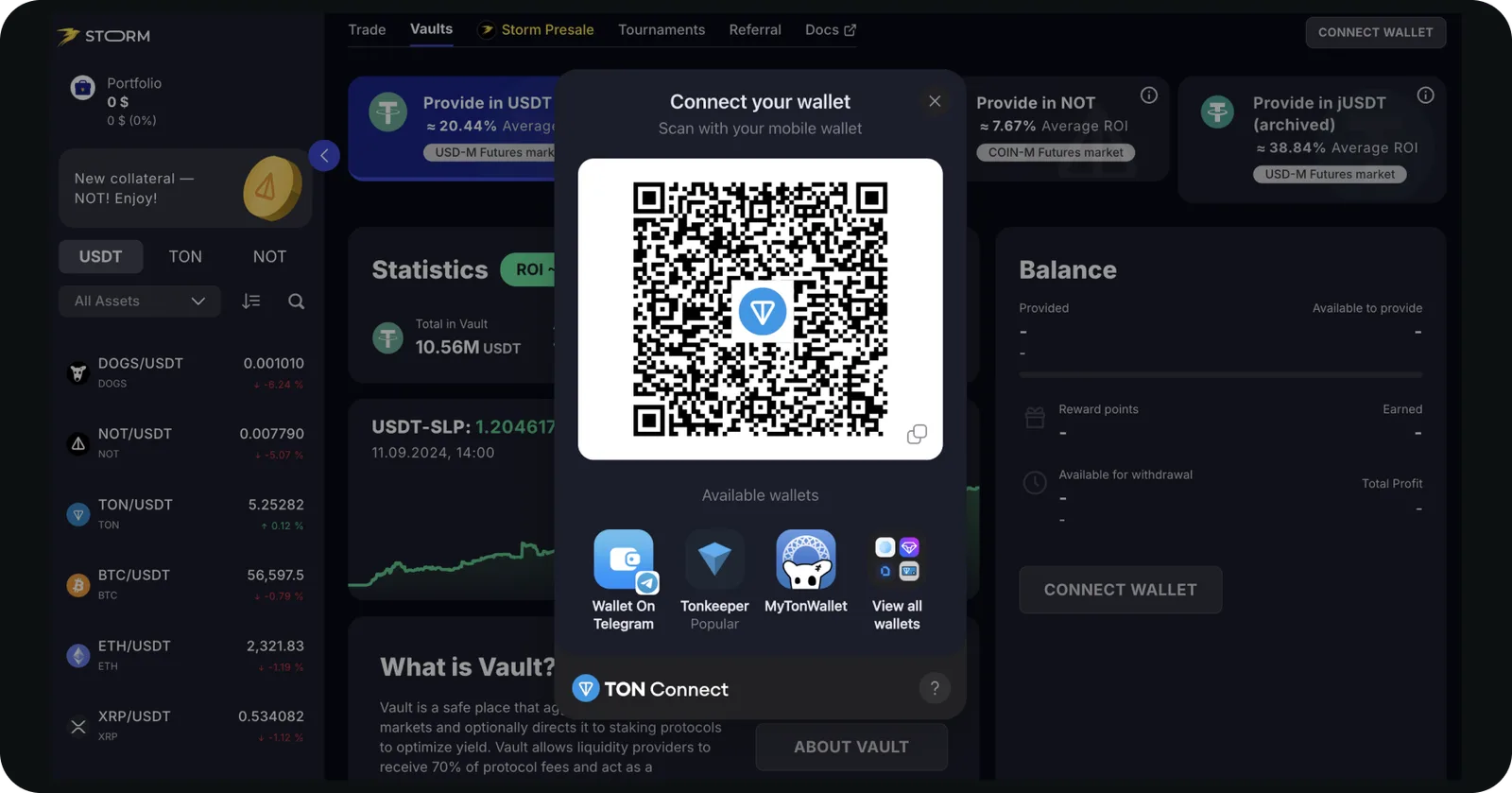storm trade crypto wallet